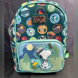 Brand New Never Used Camp Snoopy Backpack! Hard to find front pocket scene!